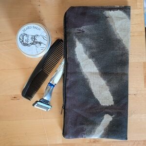 Rugged Black Gray Camo Toiletry Bag Zipper Pouch OOAK